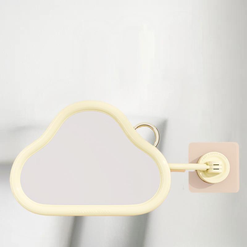 Wall-Mounted Foldable Mirror with Extending Arm – Self-Adhesive, No-Drill Installation for Bathroom and Makeup Use