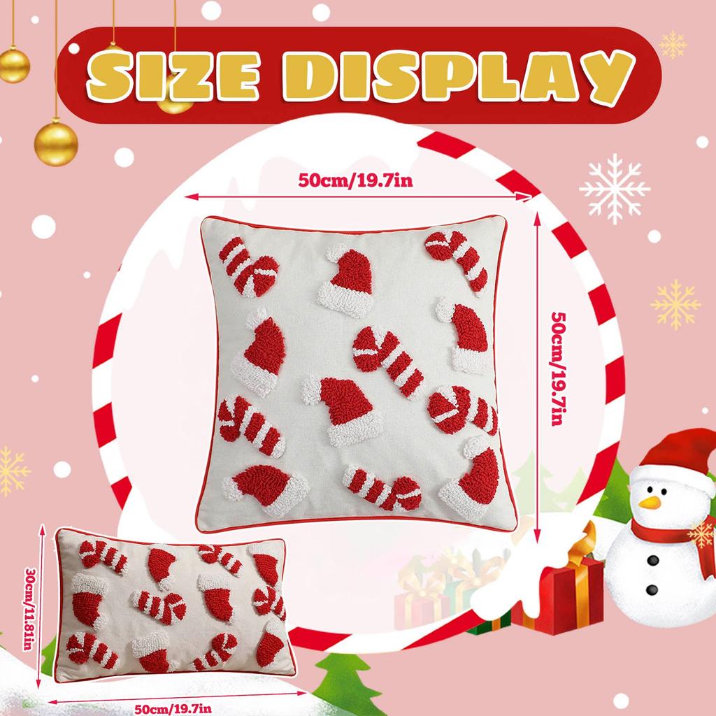 Christmas Theme Printing Tufted Pillow Cover Three-dimensional Pillow Cover Pillow Cushion, Christmas Home Decorations Pillow