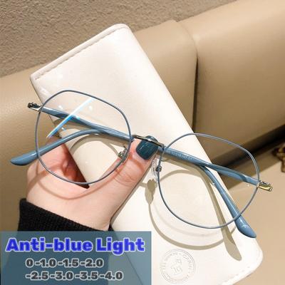 Metal Fashion Unisex Myopia Eyeglass Women Shortsighted Glasses Anti-Blue Light Blocking Luxury Design Eyewear Diopter 0 To -4.0