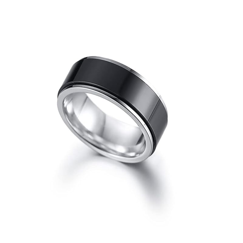 [Rockyu] Jewelry Ring Stainless Allergy Friendly Men's Rotate Can Turn Ring No. 19 European Wedding Present