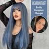 Women's 61cm Long Hair Long Straight Hair Full Head Set Rose Hair Net Natural and Realistic Simulation Hair Wig