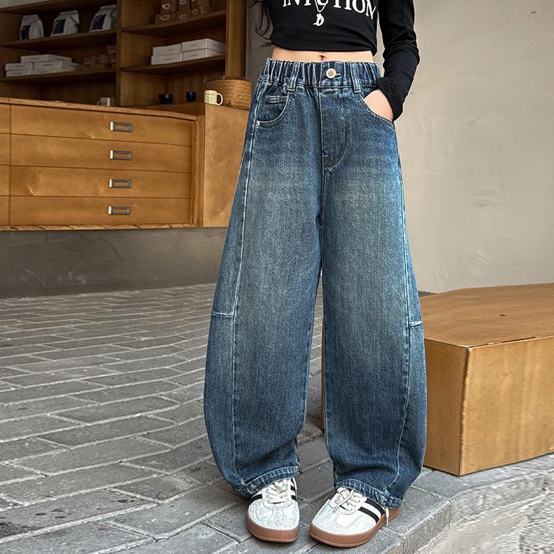

Spring & Autumn 2025 Girls Wide-Leg Scimitar Jeans 140 cm
