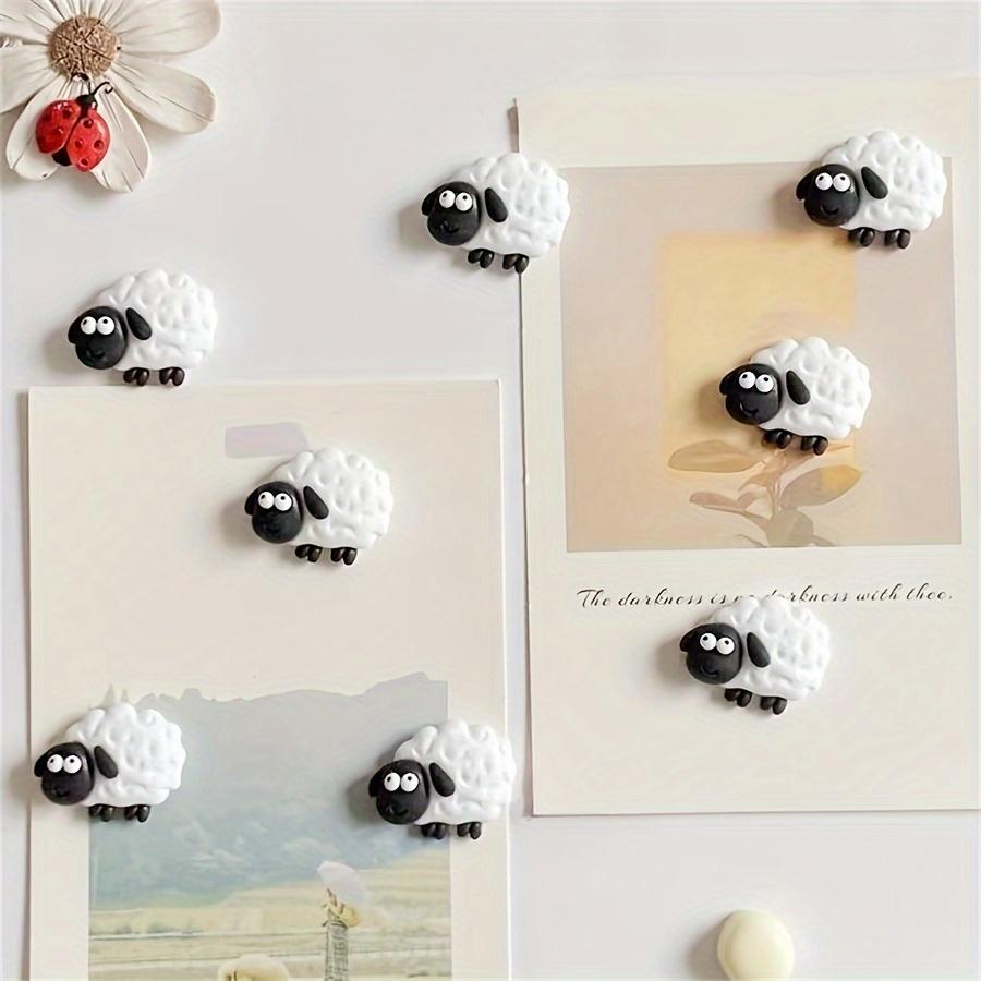 8pcs Cute Sheep Magnet Set - Oval Plastic Fridge Magnets for Home, Office & Whiteboard Decor - Perfect Holiday Gift