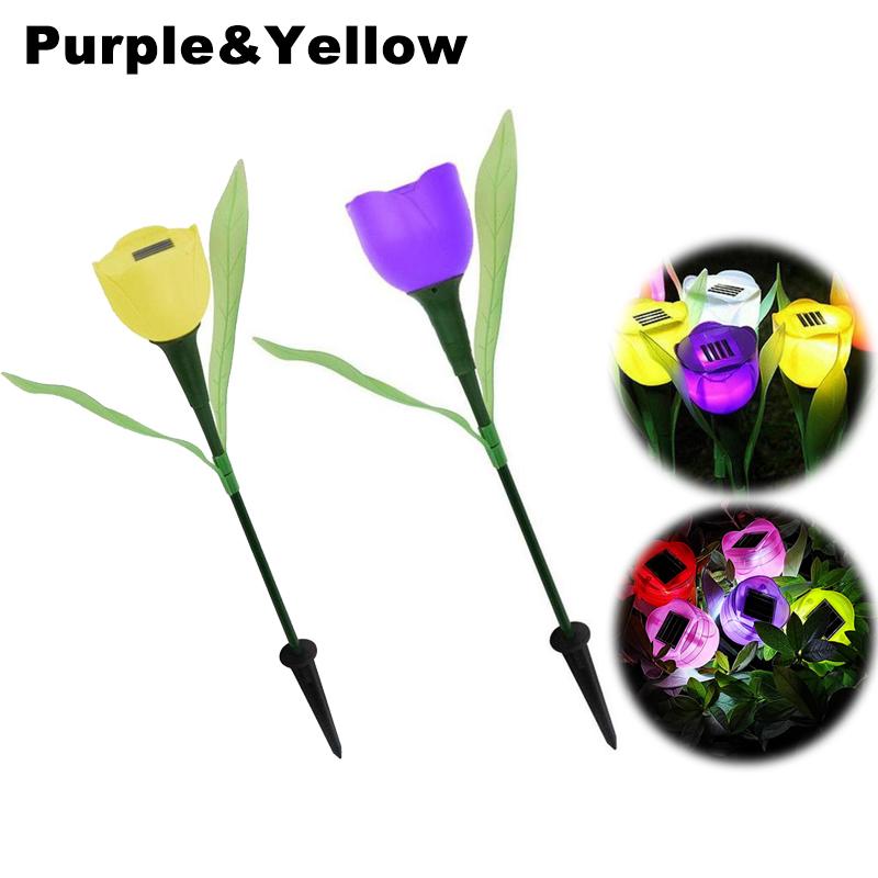 1Pcs Garden Tulip Flower Shape LED Solar Powered Waterproof Tube Lawn Lights Standing Decor for Yard Outdoor Party Xqmg