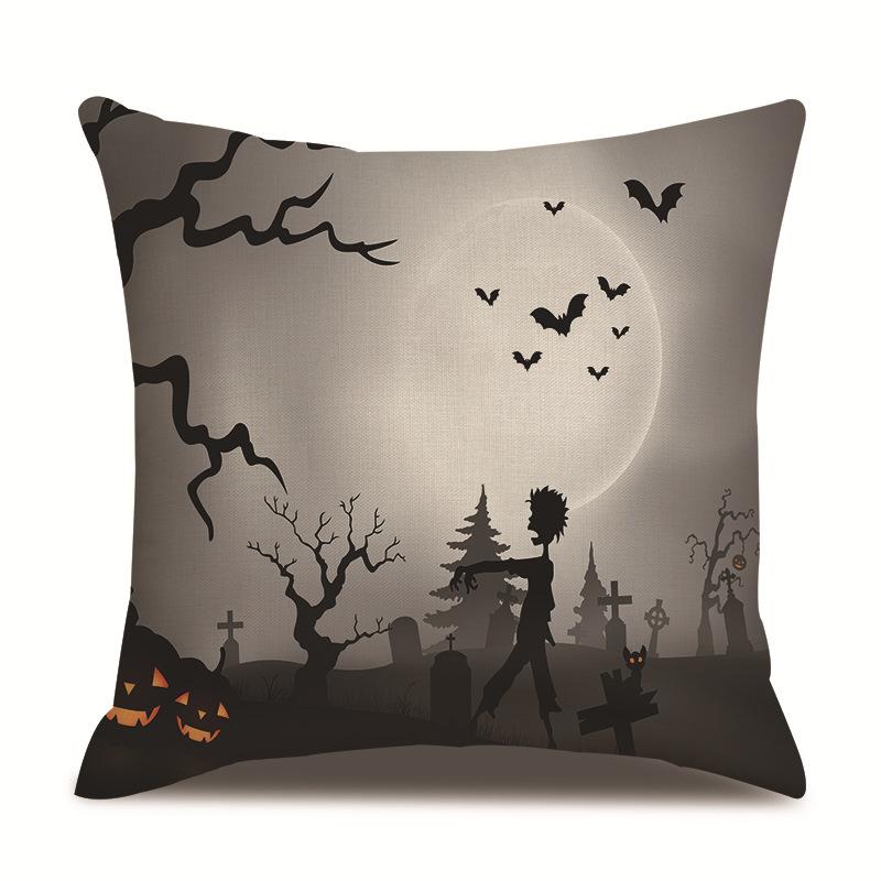 Halloween Linen Pillow Cover Printed Pillow Cover