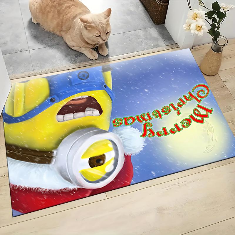 1Pc Christmas Minion Celebration Carpet Rug Soft Washable Antislip Home Living Room Sofa Mats Personalized Christmas Rug