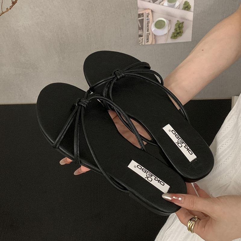 Fashion Fashion Round Toe Ladies Flats Slippers Sandals Shoes Summer Beach Female Slides Footwear Women Flats Slippers Shoes Flip flops