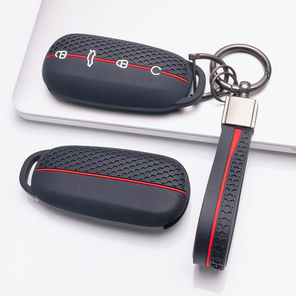 Key Case Cover for Chery Omoda C5 Tiggo with Keychain Anti-Scratch Guard Shockproof Protection Soft Grip Texture Responsive Button Touch