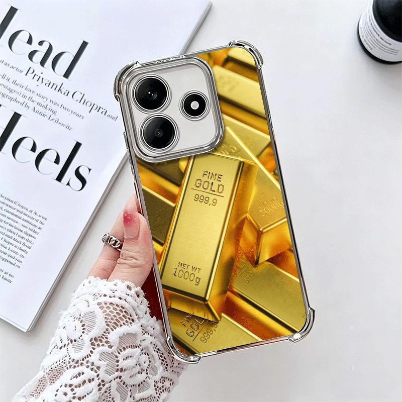 

Fine Gold Pattern Printing Plating Phone Case For Xiaomi Redmi Note 14 15 Pro Plus 13 12 11 11S 11T 10 9S 9 5G Anti-Fall Airabag Redmi Note 15 Pro 4G
