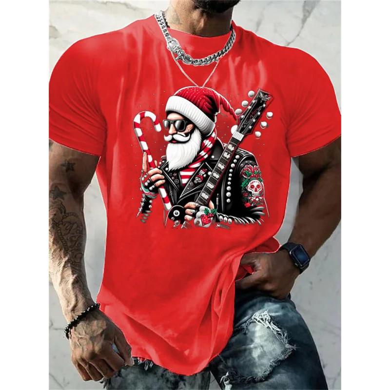 Christmas T-shirt Fun 3D Santa Claus Printed Top T-shirt Dj Men's Clothing Kawaii T-shirt Holiday Leisure Harajuku Colorful Men's Clothing