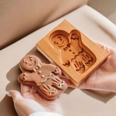 Moules à biscuits en bois résistants 3D - Outils de pâtisserie en relief, tampon à biscuits pour animaux en pain d'épice, cadeaux pour la fête des biscuits