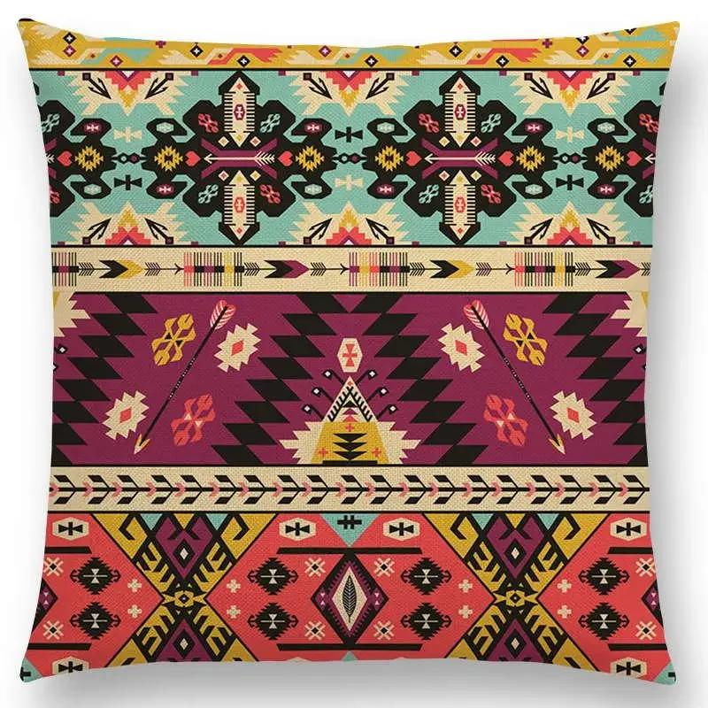 Colorful Seamless Aztec Decorative Prints Sofa Throw Pillow Case Fancy Abstract Geometric Vector Pattern Tribal Cushion Cover
