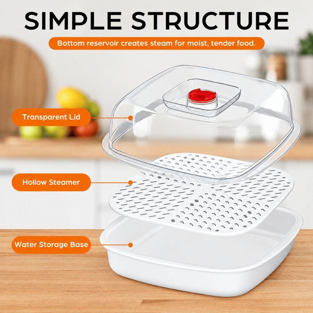 Food Grade Plastic Microwave Oven Steamer Box Microwave Vegetable Steamer  Daily Meal Preparation
