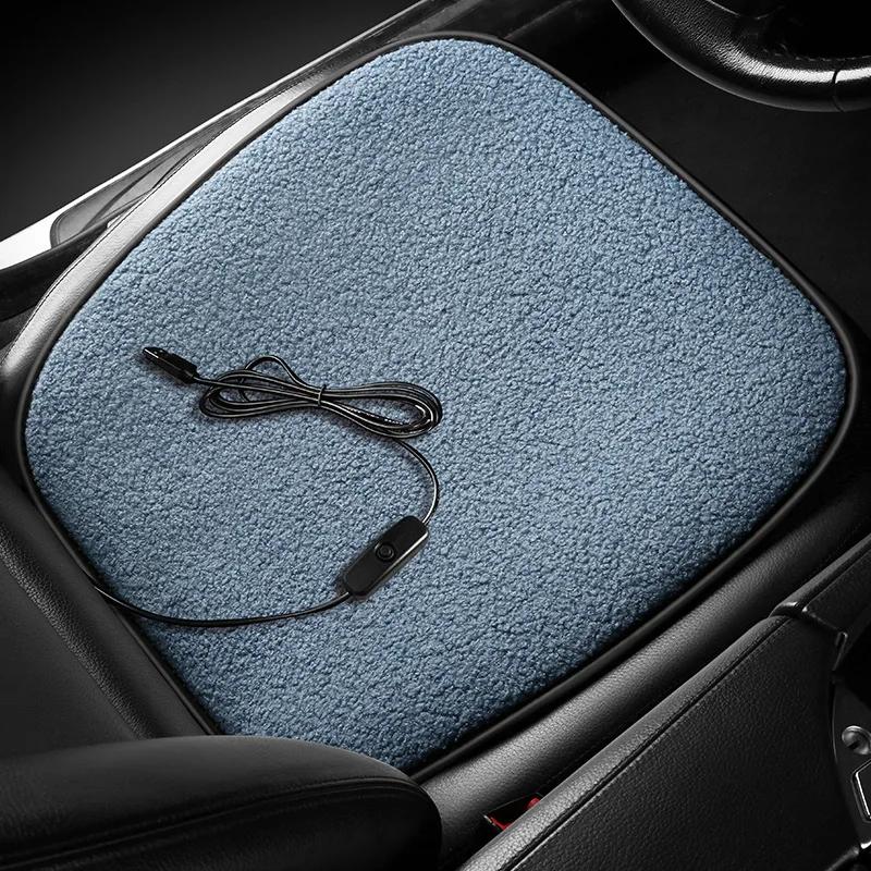 Winter Heated Car Seat Cover Heated Cushion Car Pet Lambswool Heating Warmer Cushions Auto Heating Seat Mat Electric Heating Pad