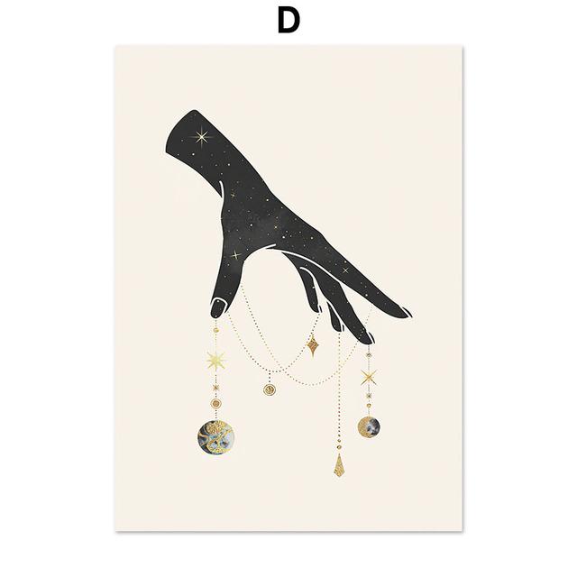 Divination Constellation Moon Sky Palm Reed Nordic Art Wall Posters And Prints Canvas Painting Pictures For Living Room Decor