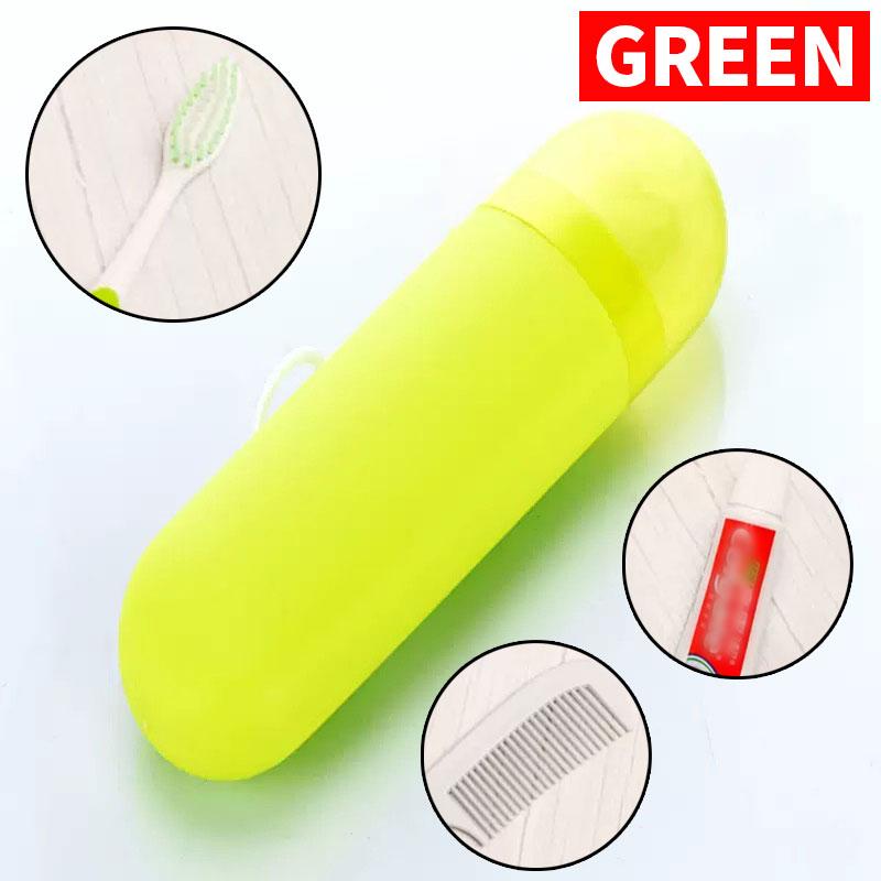 

1 дорожный контейнер для зубной щетки, удобный для путешествий, маленькая и пыленепроницаемая коробка для зубного набора, незаменимая для дома и путешествий зелёный