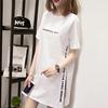 Print Long T Shirts Summer Women Loose Slit Femme Tops T-shirt Short Sleeve Ladies T-shirt