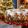 Christmas Tablecloth, Cookie Man + Wreath Print, Waterproof And Oil-Proof Round/Square Table Cloth, Family Pie