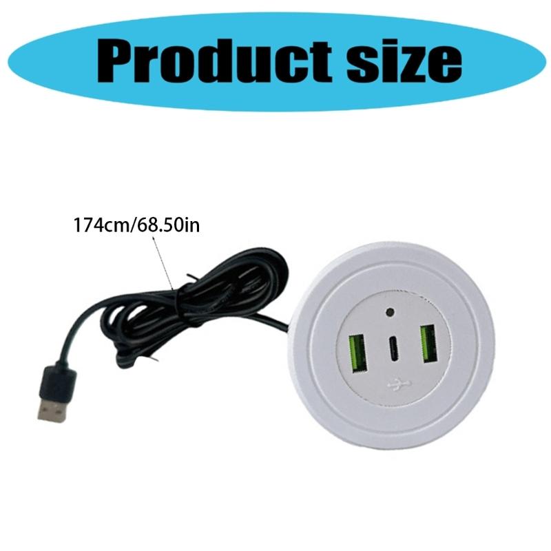 Sofa Desktop Hole Embedded USB Charger USB C Phone Charger for Laptop PC Office Mobile Phone Charging Socket Replace