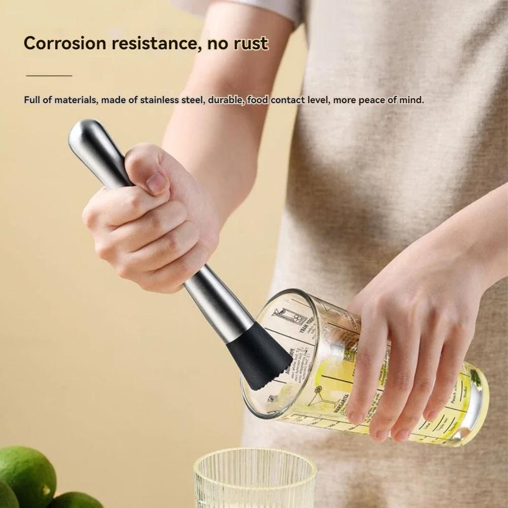 304 Stainless Steel Juice Rammer Ice Crusher Hammer Shaker Cup Beating Hand Lemon Tea Tool Cup Ice Masher Stick Cocktail Shaker