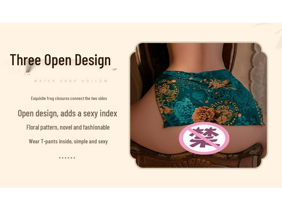 Ensemble Cheongsam Sexy Halter Fendu Dos Nu Col Montant 9298