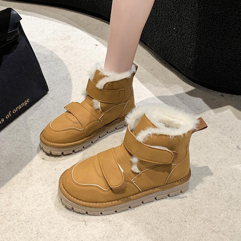Pelzintegrierte europäische Schneestiefel Damen 2025 neu Winter Samt verdickt wasserdicht und rutschfest dicksohlige warme Baumwollschuhe