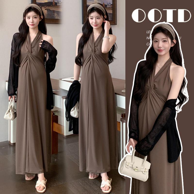 2026 Spring/Summer Slimming Maternity Camisole Dress & Cardigan Set 2XL