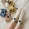 Damen Niedliche Korallenfleece Hunde-Socken mit 3D-Ohren - Warme, Kuschelige, Mittelhohe Schlaf- und Haussocken