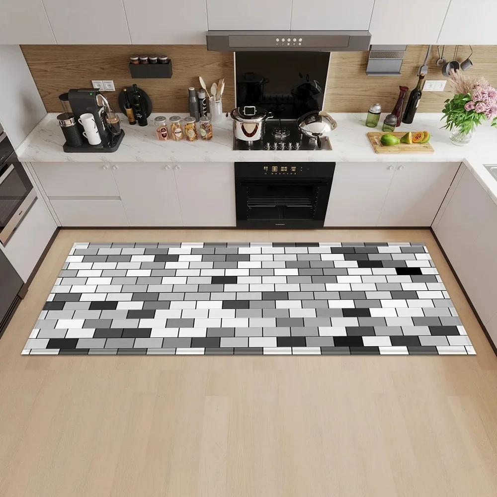 Geometric Square Pattern Home Kitchen Floor Mat Door Front Decoration Floor Mat