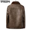 Winter Men's Fur As One Leather Jacket Male Business Casual Padded Thickened Middle-aged Lapel Leather Jacket Coat Fur