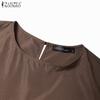ZANZEA Women Casual Round Neck 3/4 Sleeve Loose Stripe Patchwork Long Dress