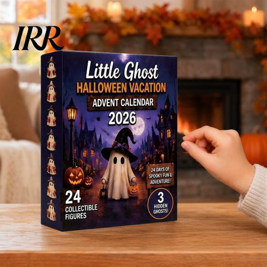 Halloween Holiday Decoration Advent Calendar, 24 Days Ghost Countdown Calendar with Reusable Collectible Figures, Gifts for Kids Boys Girls