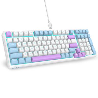 Gaming Keyboard Silver Wood Switch Mechanical USB Wired English 99 Full Key Hot Silver Mechanical Gaming Keyboard with Single Color Full Key