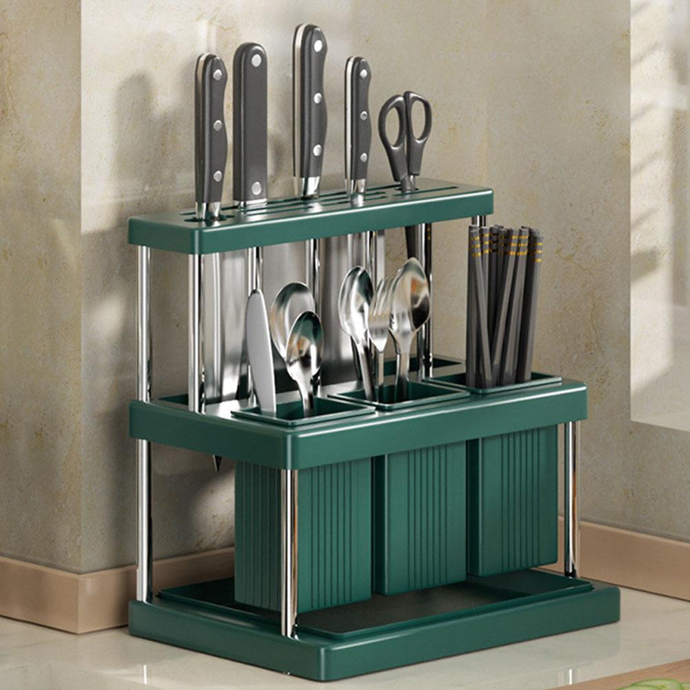 Home Kitchen Knife Holder Multi-Function Cutter and Cutlery Drainer Rack Utensil Holder Cutlery Drainer Rack Cooking Storage She
