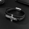 Personalized Bracelet Men's Stainless Steel Creative Multi Layer Weaving Cross Titanium Leather