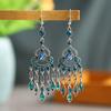 Bohemian Ethnisch Lang Blau Acryl Kristall Wassertropfen Ohrringe für Damen Retro Temperament Geometrisch Hängende Ohrringe Schmuck