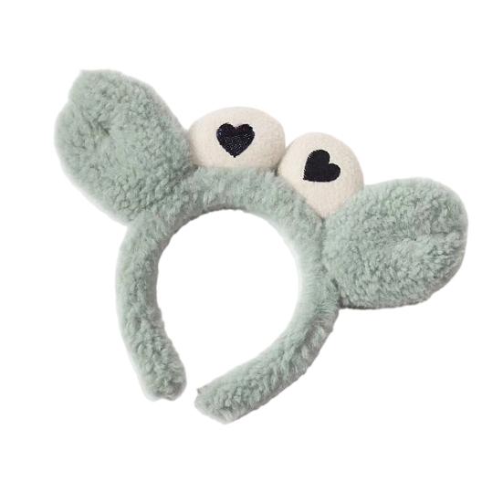 

Women Headband Soft Lamb Velvet Crab Shape Thickened Fluffy Filling Anti-Slip Tooth Design Hair Hoop Makeup Face Washing Hair Accessory зелений