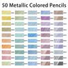 50 Color Metallic Colored Pencils Drawing Sketching Set Coloring Colour Pencils Brutfuner Profession Art Supplies for Artist