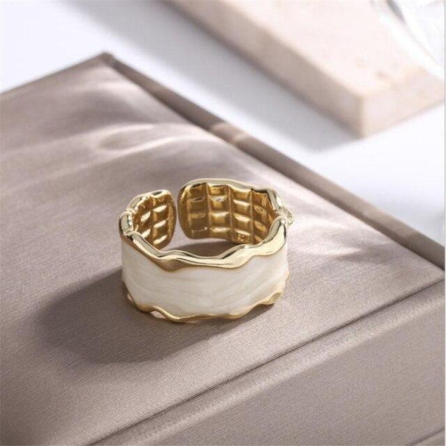 New Arrival Voguish Fashionable Irregular Wave Pattern Sterling Color Jewelry Personality Geometric Popular Opening Rings Tyb66Fashion