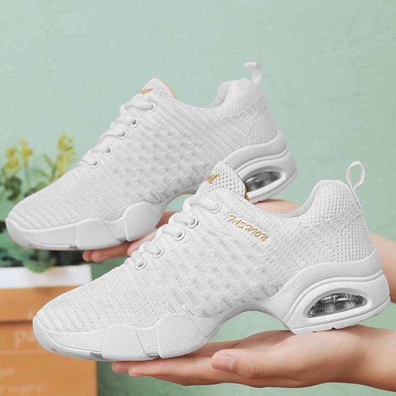Women's Dance Shoes White Sports Dance Shoes Soft Soled Mesh Jazz Shoes