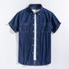 Men Summer High Quality Pockets Shirt Men Clothing Men's Denim Shirts Short Sleeve Cotton Slim Cotton Jeans Denim Shirts