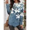 Summer Women's T Shirt Floral Graphic Plants Stylish Casual Long Sleeve T-shirts Round Neck Regular Tops Flower Printed Pullover