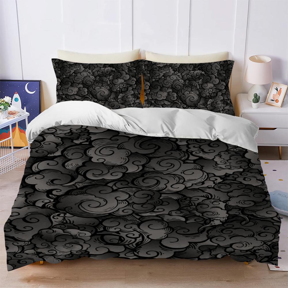 Smoke Seigaha Wind Kumo Duvet Cover Set Soft Wash Bed 3 Piece Summer Comfortable Student Dormitory Home Baby Bedding Best seller