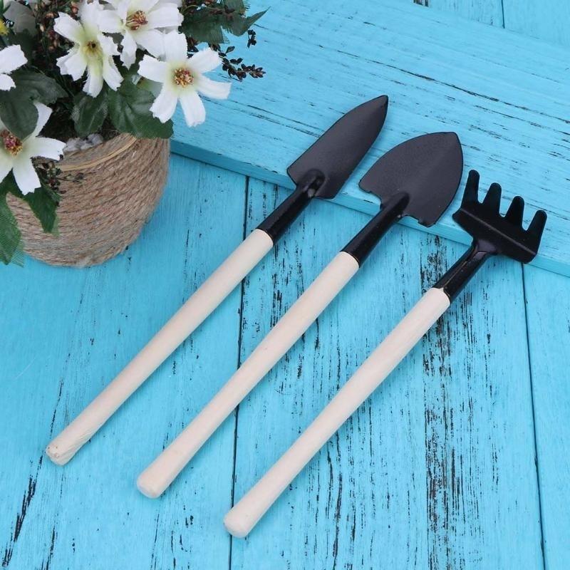 3 Piece Suit Small Harrow Spade Shovel Portable Mini Garden Tools for Planting Children Hand Tools