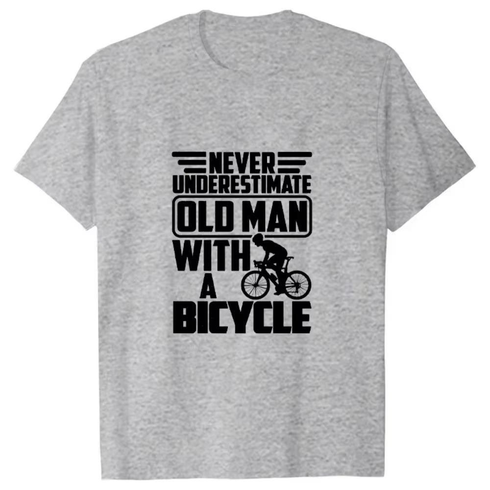 Pánské triko Nikdy nepodceňujte starého muže s potiskem na kole Trička Léto s krátkým rukávem ČERNÉ Tričko Trička Trička Oversize Košile