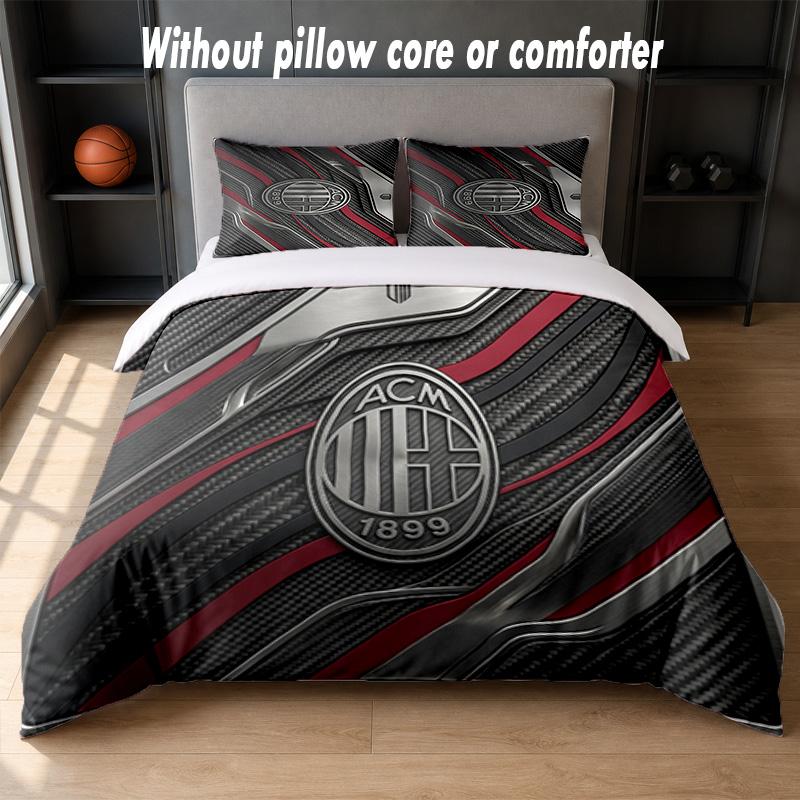 AC Milan Design Bed Bedding Set 1 Duvet Cover + 2 Pillowcases Soft Breathable Household Bed Linens
