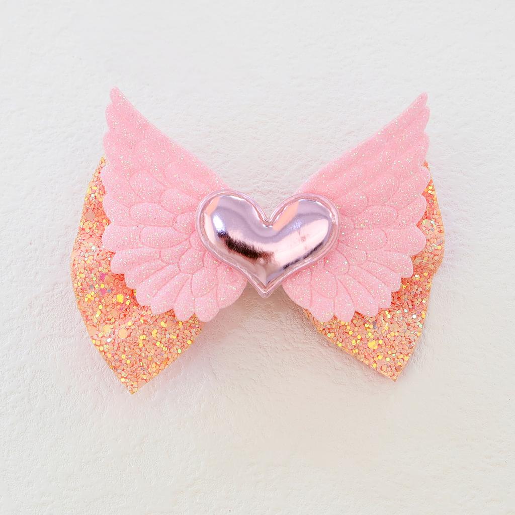1PC Cute Girls Hair Bows with Clips Kids 4inch Sparkly Wing Hair Bows Barrettes Clips Heart Hairpins Children Hair Accessories
