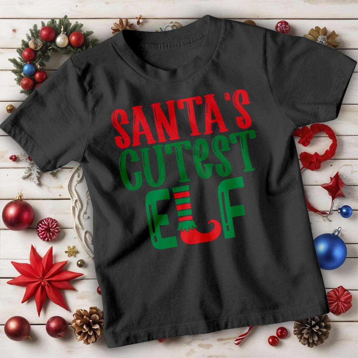 Boys and Girls Santa s Cutest Elf Christmas T-Shirt Tee for Kids #MC 140