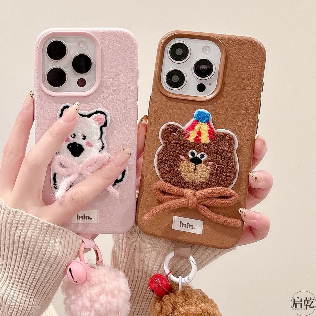 Bow Embroidery West Highland Lychee Pattern for IPhone16/15 Mobile Phone Case for Apple 14/13pmax Cartoon
