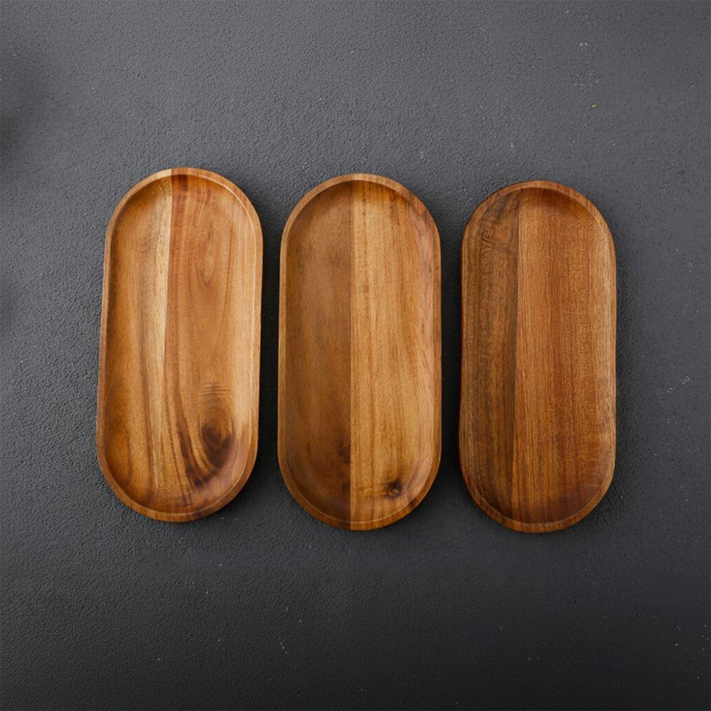 High Quality Acacia Wood Tea Tray Coffee Heat Resistant Wooden Tray Plate Irregular Japanese Style Dessert Plate Party Serving